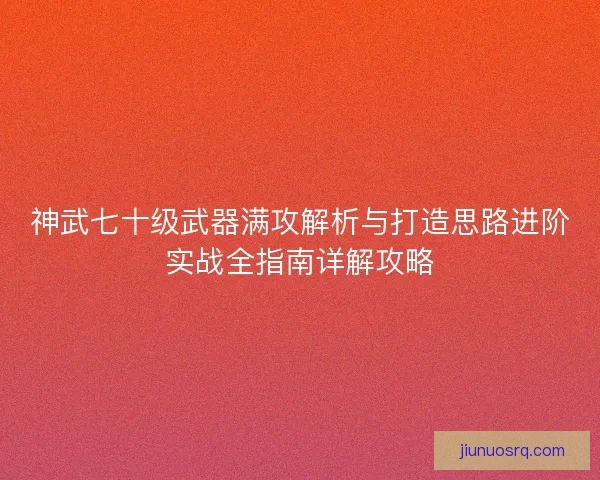 神武七十级武器满攻解析与打造思路进阶实战全指南详解攻略