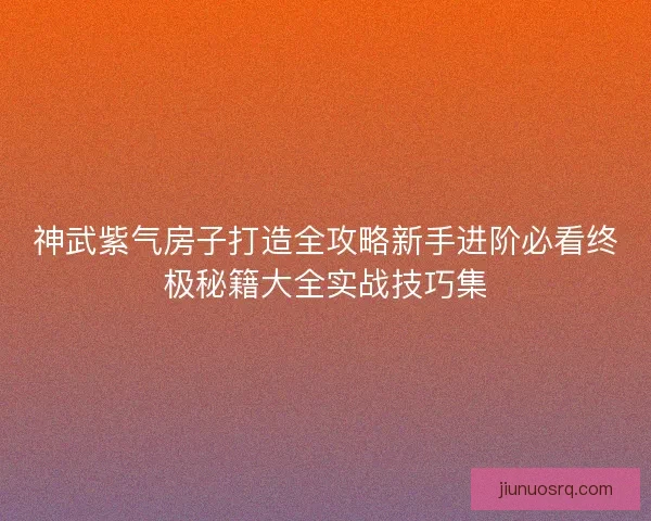 神武紫气房子打造全攻略新手进阶必看终极秘籍大全实战技巧集 神武紫气房子打造全攻略新手进阶必看终极秘籍大全实战技巧集