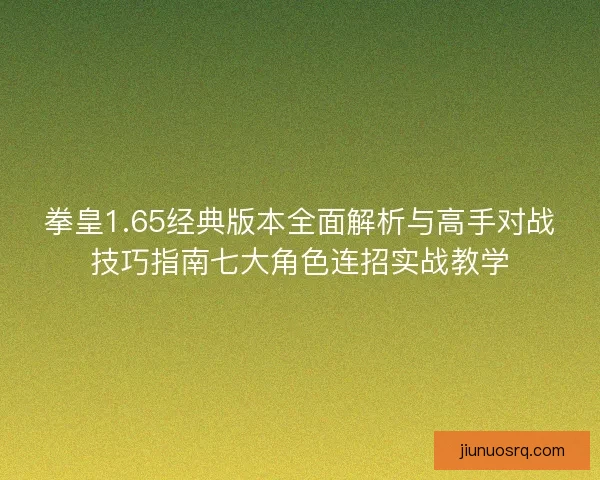 拳皇1.65经典版本全面解析与高手对战技巧指南七大角色连招实战教学 拳皇1.65经典版本全面解析与高手对战技巧指南七大角色连招实战教学